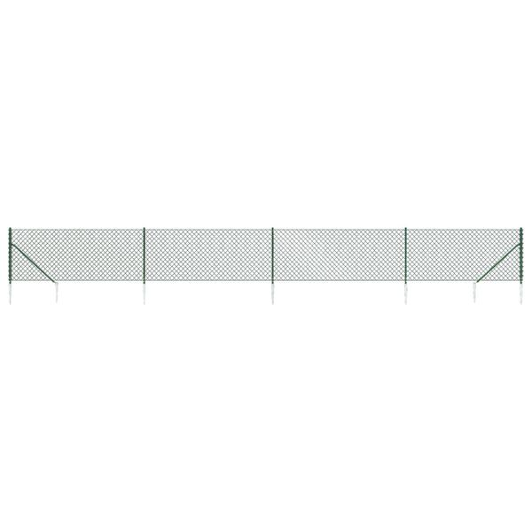 vidaXL Chain Link Fence with Spike Anchors Green 0.8x10 m