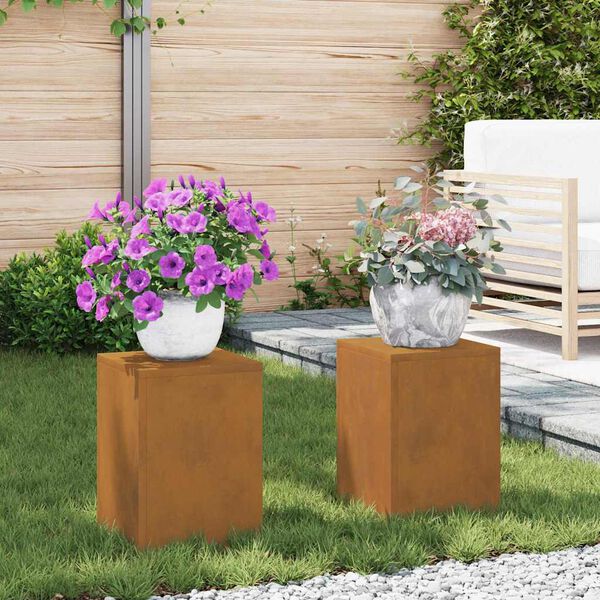 vidaXL Plant Stand 2 pcs Rusty 24 x 24 x 35 cm Weathering steel