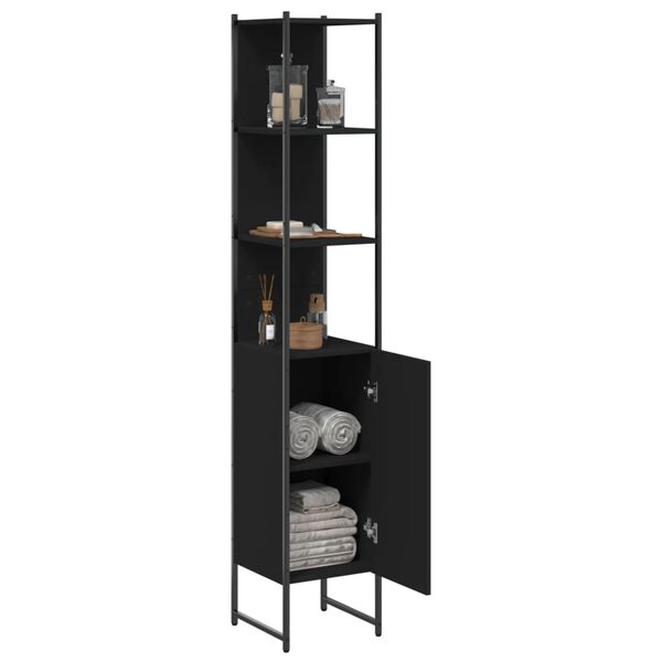 vidaXL Bathroom Cabinet Black 33x33x185.5 cm Engineered Wood