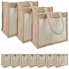 vidaXL Jute Handbags with Pocket 10 Natural and White 26 x 22 x 14 cm