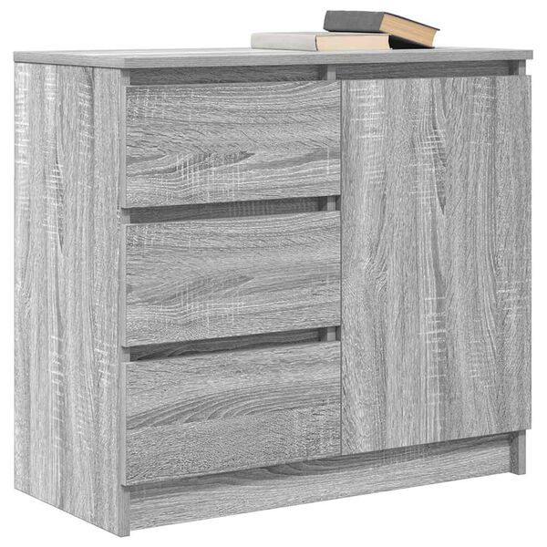 vidaXL Sideboard with Drawer Grey Sonoma 71x35x65 cm Engineered Wood