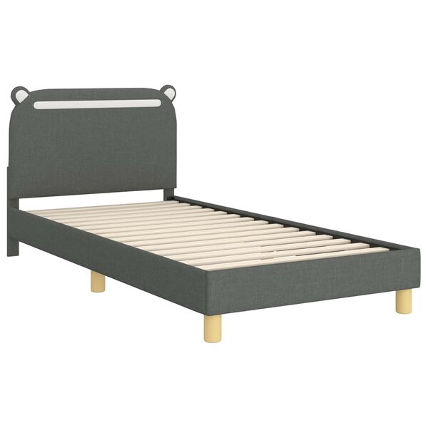 vidaXL Children's Bed Frame with Headboard Dark Grey 90 x 190 cm