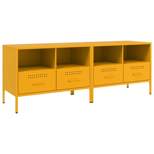 vidaXL TV Cabinets 2 pcs Mustard Yellow 68x39x50.5 cm Steel