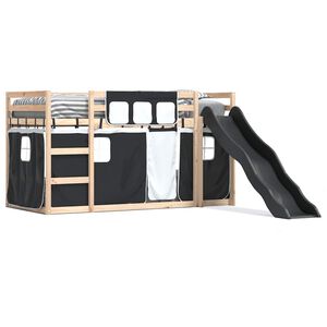 vidaXL Bunk Bed without Mattress with Slide White and Black 90x200 cm