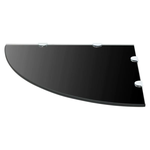 vidaXL Corner Shelf with Chrome Supports Glass Black 45x45 cm