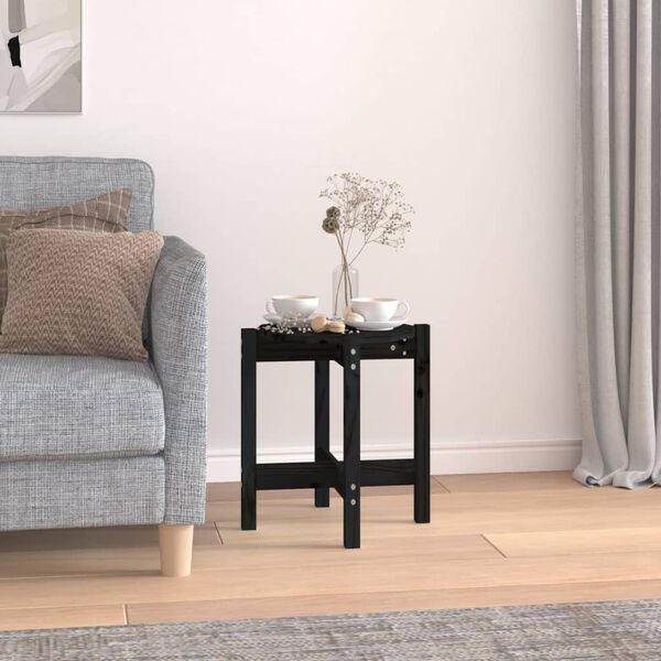 vidaXL Coffee Table Black Ø 42.5x45 cm Solid Wood Pine