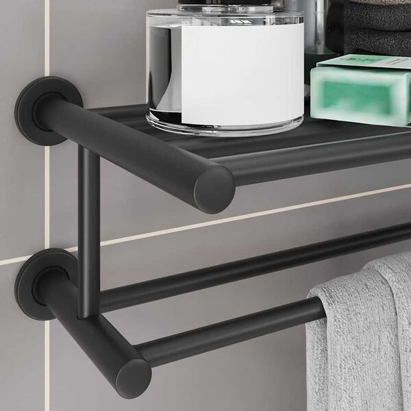 vidaXL Towel Rack Black 61 x 23 x 17 cm Stainless steel