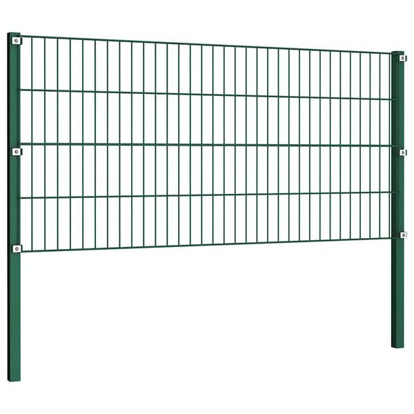 vidaXL Fence Panel with Posts Iron 867x80 cm Green