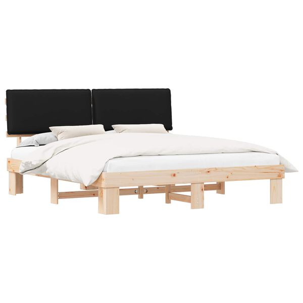 vidaXL Bed Frame with Upholstered Headboard Black 180 x 200 cm