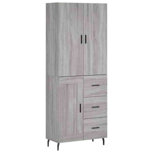 vidaXL Highboard Grey Sonoma 69.5x34x180 cm Engineered Wood