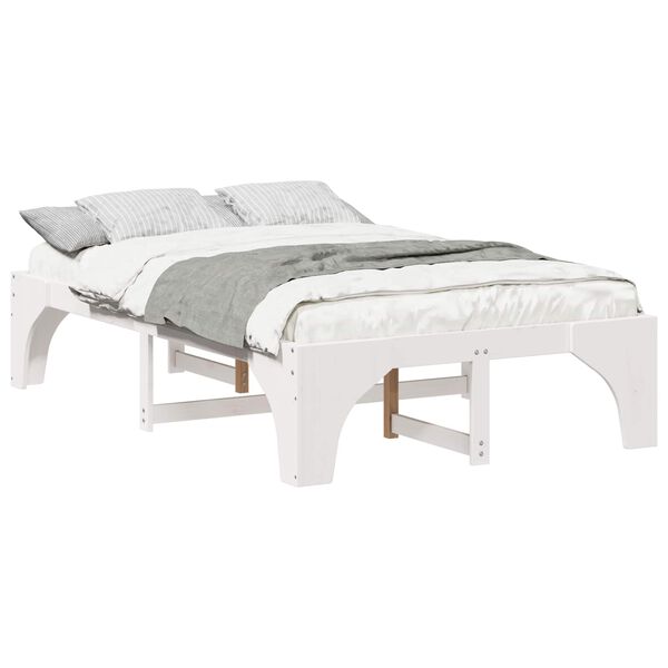 vidaXL Bed Frame White 135 x 190 cm Solid Pine Wood