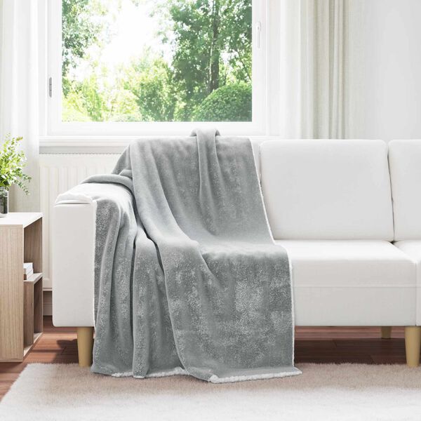 vidaXL Throw Blanket Grey 130 x 150 cm Fleece