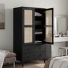 vidaXL Wardrobe SENJA Rattan Look Black 90x55x175 cm Solid Wood Pine