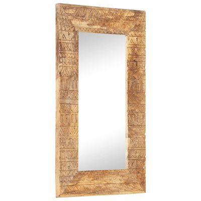 vidaXL Hand-Carved Mirror 80x50x2.5 cm Solid Mango Wood