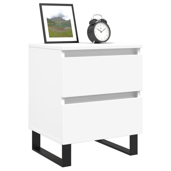 vidaXL Bedside Cabinet White 40x35x50 cm Engineered Wood