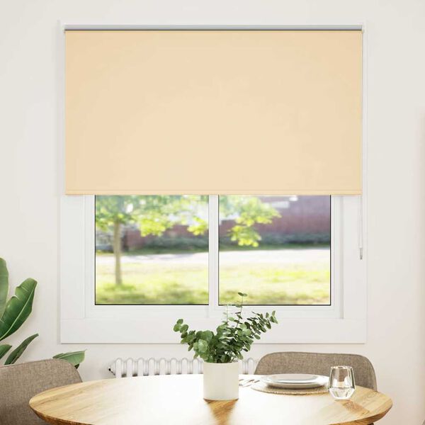 vidaXL Roller Blind Blackout Beige 140x130 cm Fabric Width 136.6 cm Polyester