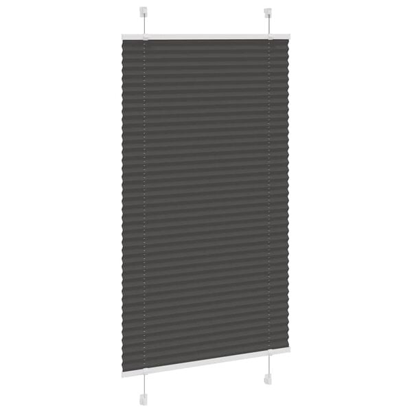 vidaXL Pleated Blind Black 80x100 cm Fabric Width 79.4 cm Polyester