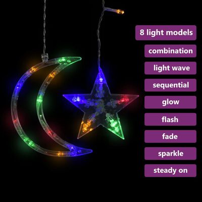 vidaXL Star and Moon Fairy Lights Remote Control 345 LED Colourful