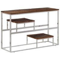 vidaXL Console Table Silver Stainless Steel and Solid Sleeper Wood