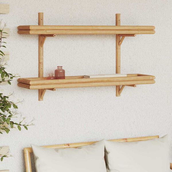 vidaXL Wall Shelf with Shelf Brown 100 x 26 x 60 cm Bamboo