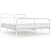vidaXL Metal Bed Frame without Mattress with Footboard White 160x200cm