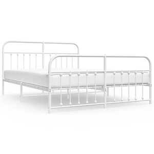 vidaXL Metal Bed Frame without Mattress with Footboard White 160x200cm
