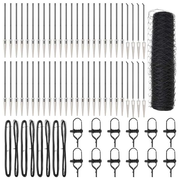 vidaXL Fence Post Grey 100 x 0.6 m (50 mm mesh) Steel and PVC