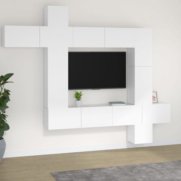 vidaXL 9 Piece TV Cabinet Set White Engineered Wood