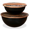 vidaXL Coffee Table Set 2 Pieces Solid Reclaimed Wood Black Bowl Shape