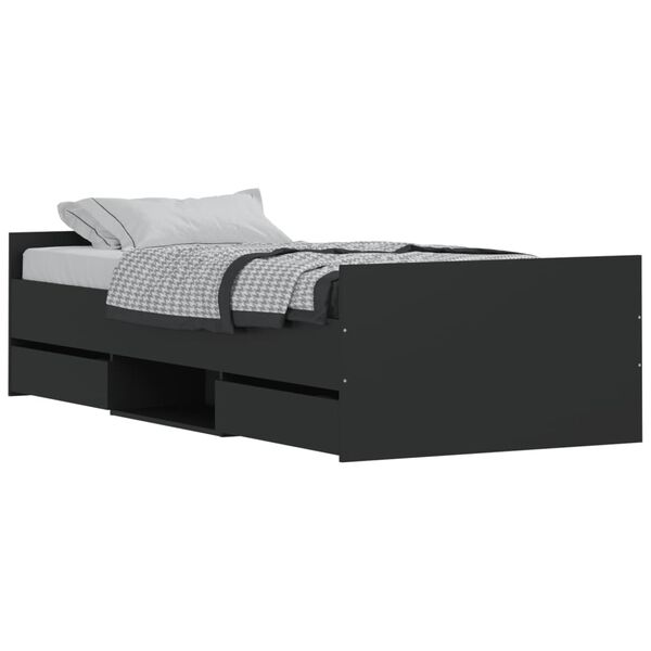 vidaXL Bed Frame without Mattress Black 100x200 cm