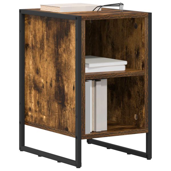 vidaXL Bedside Table Smoke Oak 39.5 x 30 x 50 cm Engineered Wood