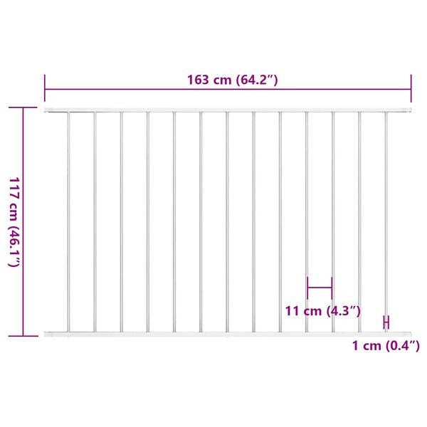 vidaXL Fence Panel Powder-coated Steel 1.7x1.17 m White