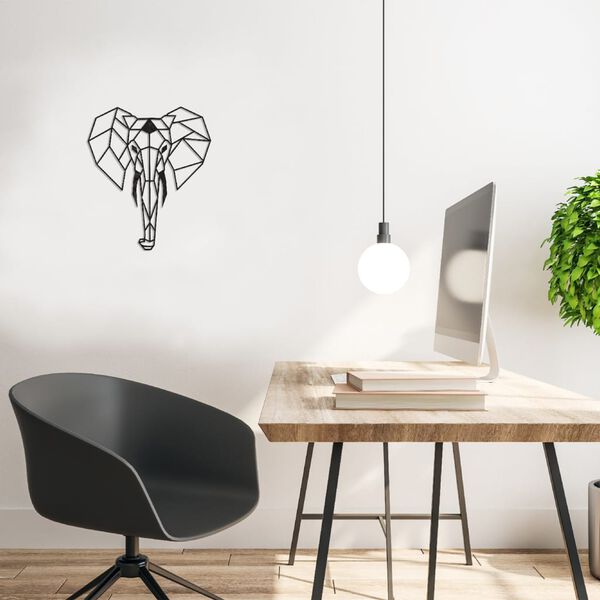 Homemania Wall Decoration Elephant 45x52 cm Steel Black