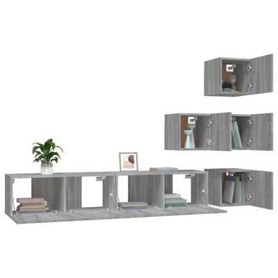 vidaXL Wall-mounted TV Cabinet Grey Sonoma Engineered Wood