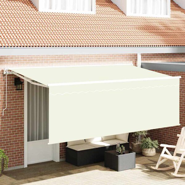 vidaXL Retractable Awning Cream 350 x 200 cm Polyester and Aluminium