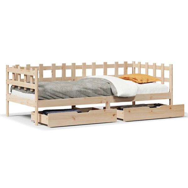 vidaXL Daybed with Drawers without Mattress 90x200 cm Solid Wood