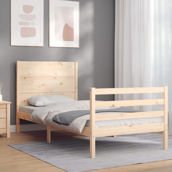 vidaXL Bed Frame without Mattress Small Single Solid Wood