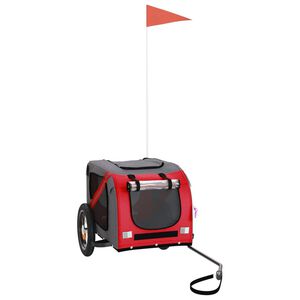 vidaXL Pet Bike Trailer Red and Grey Oxford Fabric and Iron
