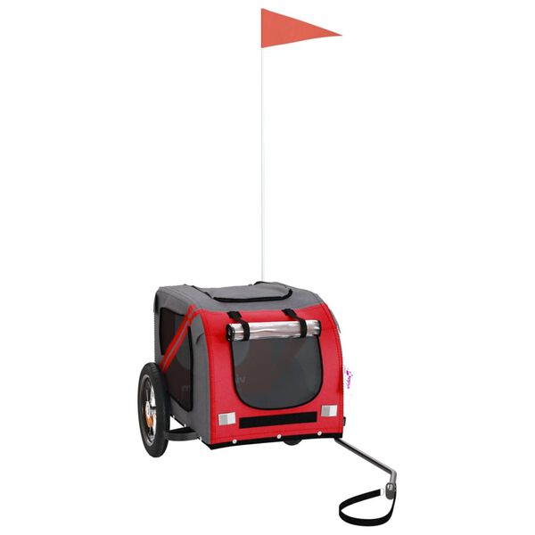 vidaXL Pet Bike Trailer Red and Grey Oxford Fabric and Iron