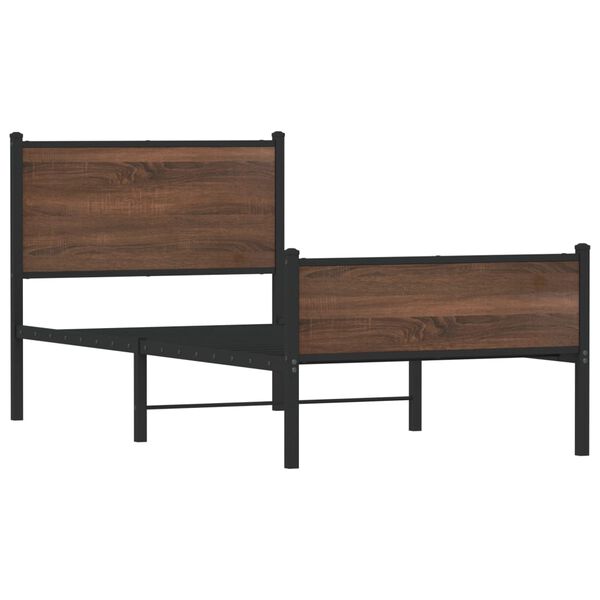 vidaXL Metal Bed Frame without Mattress Brown Oak 90x190 cm Single