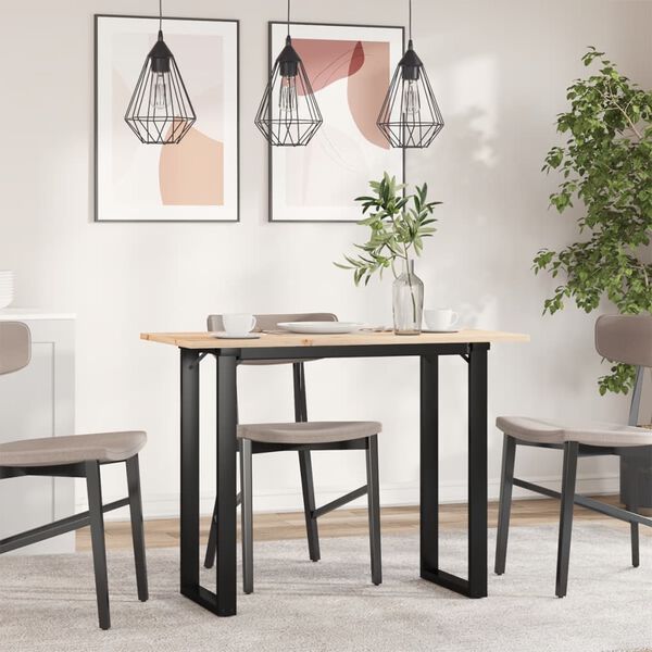 vidaXL Dining Table O-Frame 100x50x75 cm Solid Wood Pine and Steel