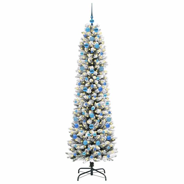 vidaXL Artificial Christmas Tree with 300 LEDs with Stand White 210 cm
