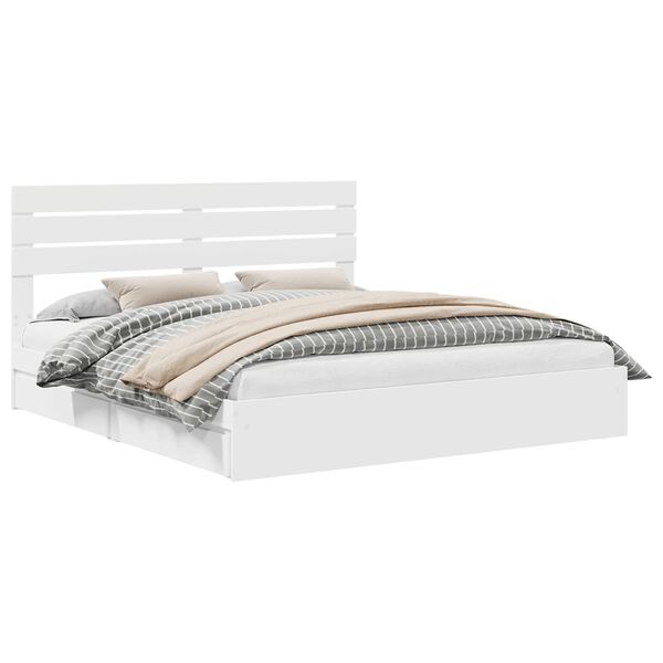 vidaXL Storage Bed with Headboard White 180 x 200 cm Engineered Wood