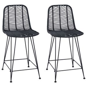 vidaXL Bar Chair 2 pcs Black 44.5 x 54.5 x 97.5 cm Rattan and Iron