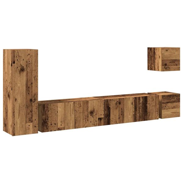 vidaXL 5 Piece TV Cabinet Set Wall-mounted Old Wood Engineered Wood
