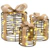 vidaXL Gift Box Decoration 3 pcs Warm white 20 x 20 x 20 cm Rattan