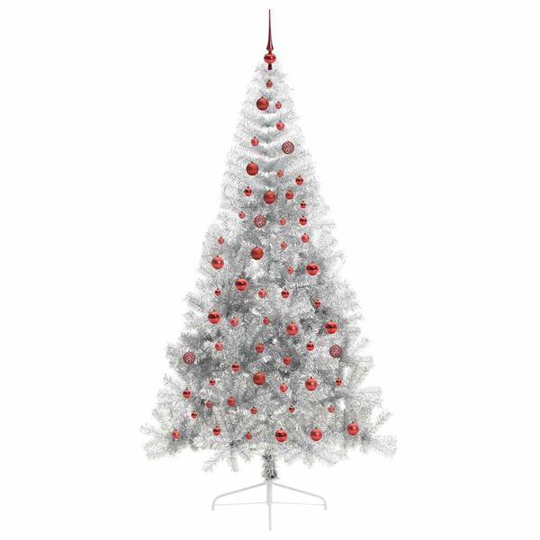 vidaXL Artificial Pre-lit Christmas Tree Silver 210 cm PET