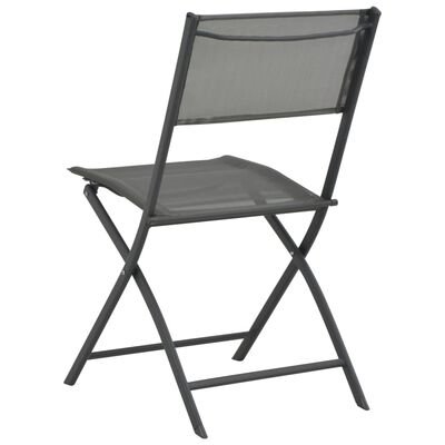 vidaXL Folding Outdoor Chairs 4 pcs Grey Steel and Textilene