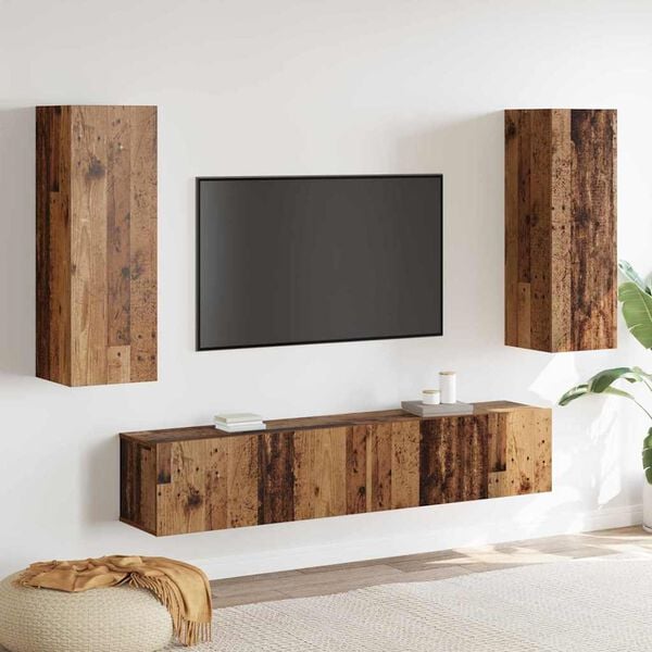 vidaXL Wall Mounted TV cabinets 4 pcs Old Wood Engineered Wood