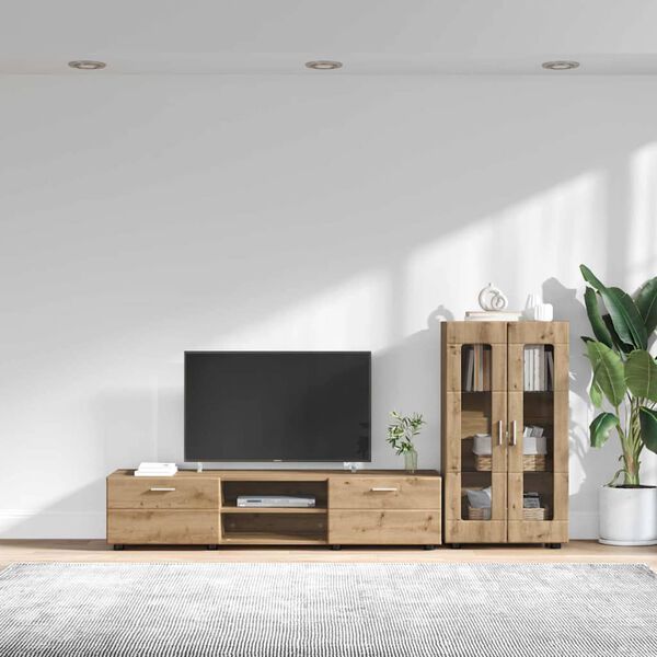 vidaXL TV Cabinet Set with Drawer FLORIN Artisan Oak Engineered Wood